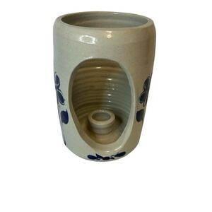 Williamsburg Pottery‎ Candle Holder Salt Glaze Cobalt Blue Flower Colonial